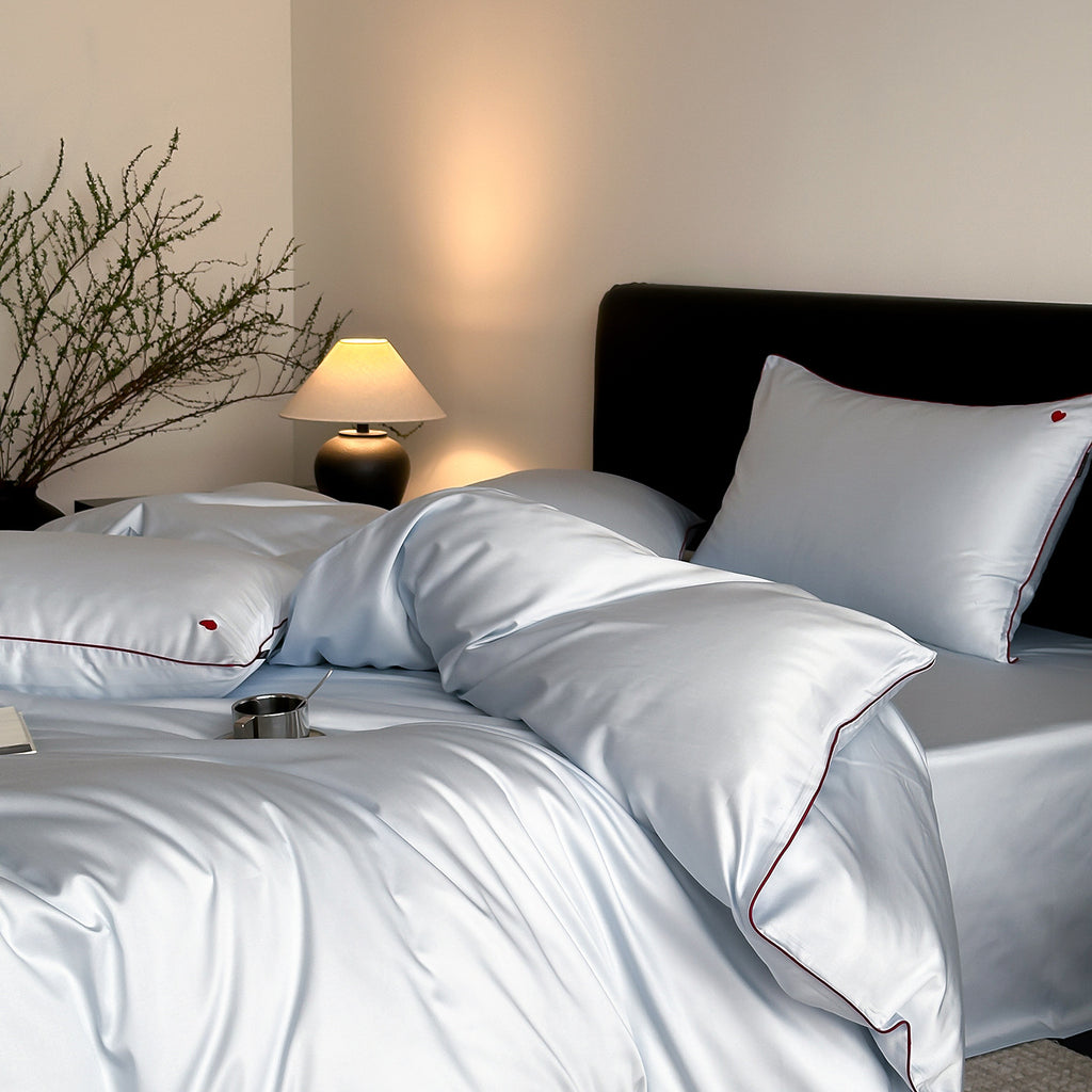 Solid-color high-end lyocell cool-feeling nude sleep sheet set