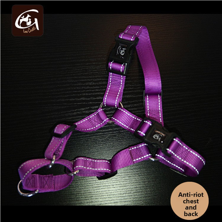 Reflective nylon anti-bullying chest strap for pets, pet chest and back harness