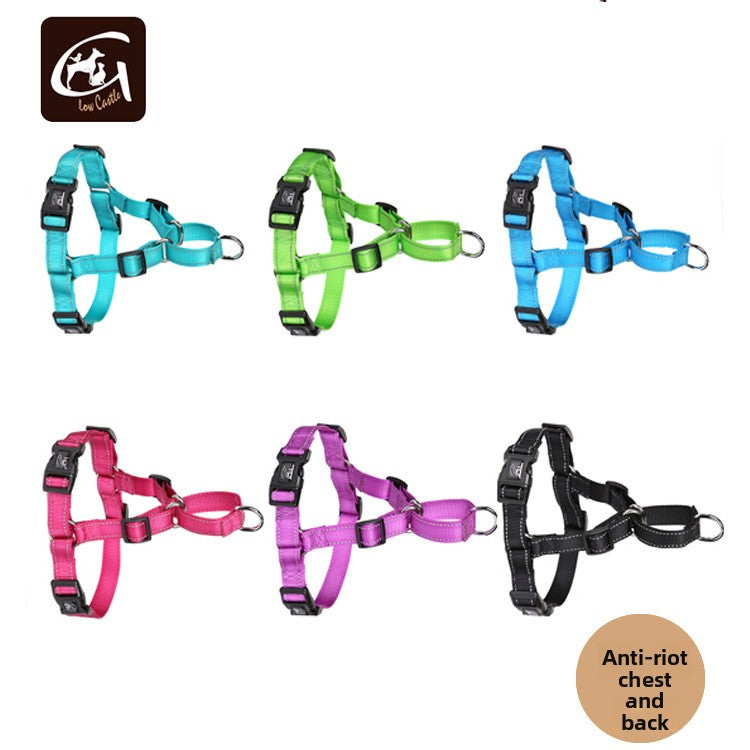 Reflective nylon anti-bullying chest strap for pets, pet chest and back harness