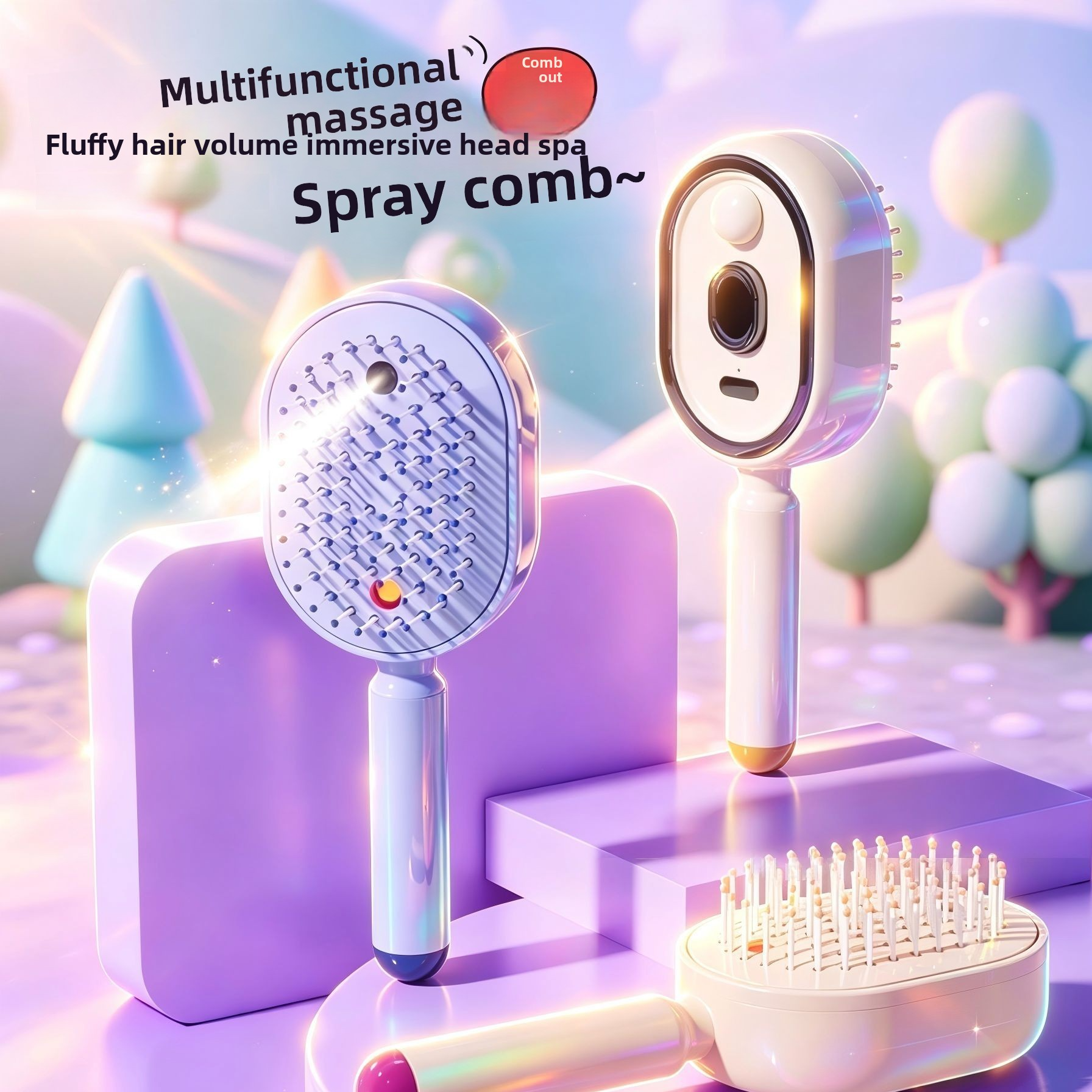 Electric Air Cushion Massage Hair Comb with Oil Mist