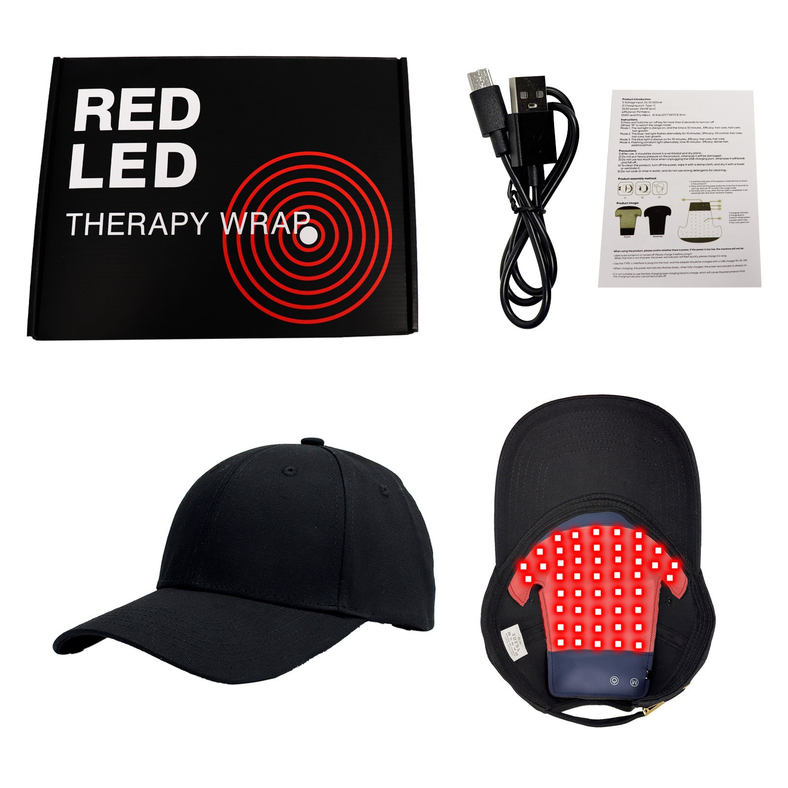 LED Red Light Therapy Hair Growth Cap with Infrared Heat