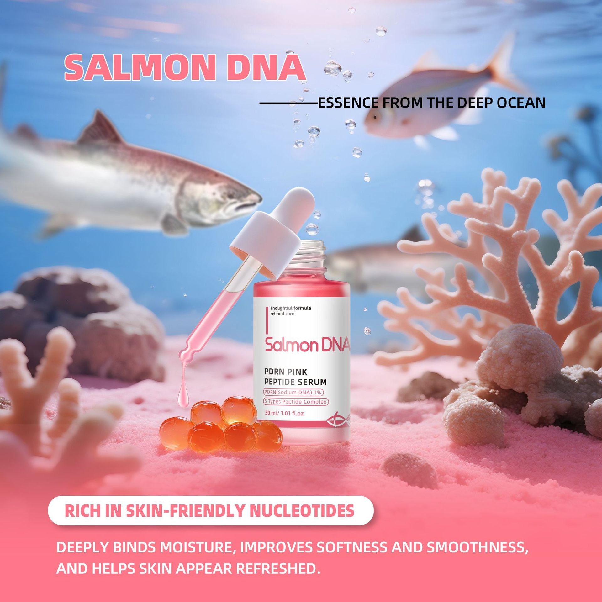 Salmon Dna Pdrn Salmon Pink Peptide Essence Moisturizing and Firming