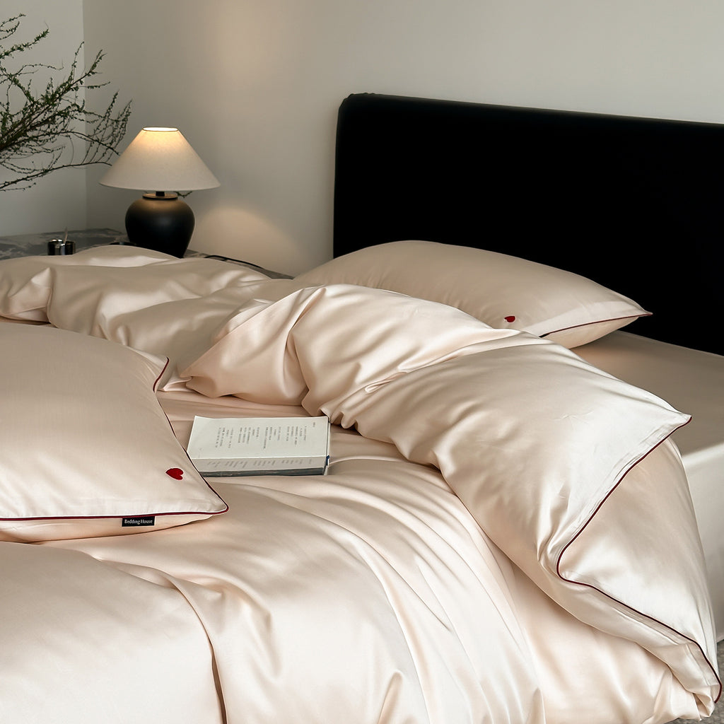 Solid-color high-end lyocell cool-feeling nude sleep sheet set