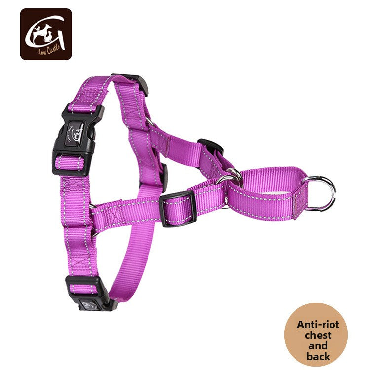 Reflective nylon anti-bullying chest strap for pets, pet chest and back harness